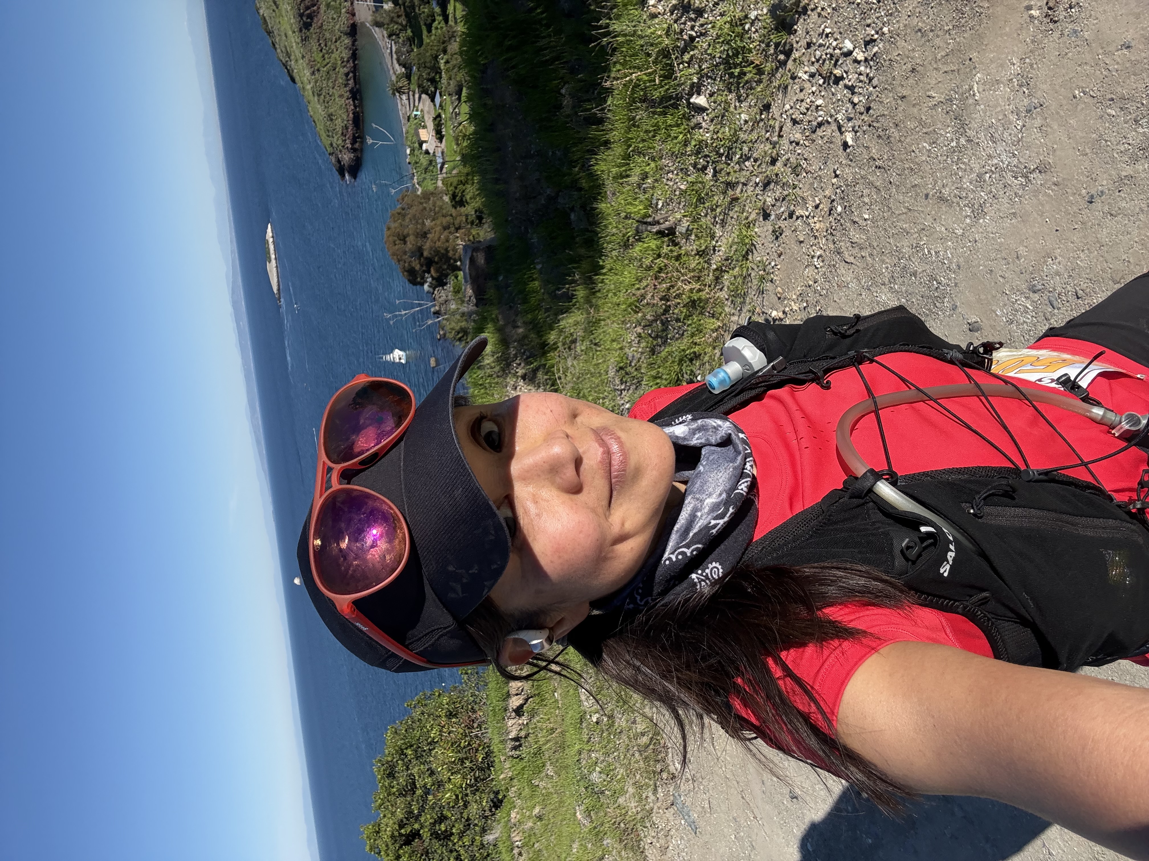 Selfie with the ocean behind me — still smiling at this point