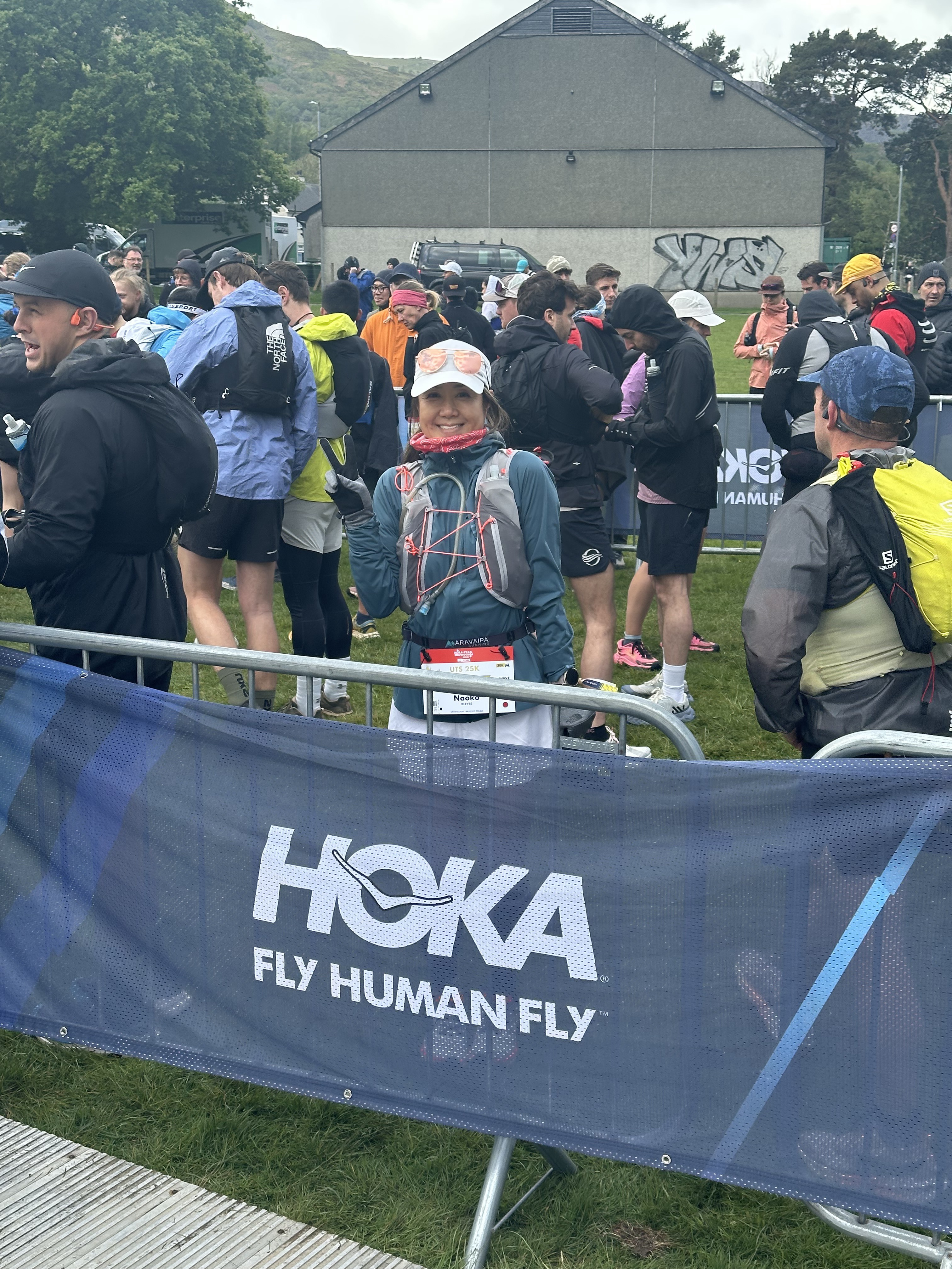 Bundled up at a cold, grey start line - nothing like the sunny videos I’d watched