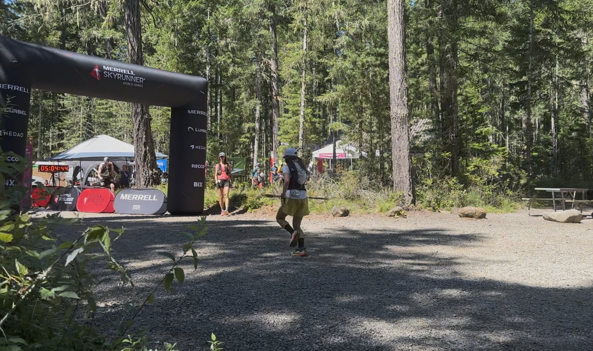 The Merrell Skyrunner arch — an international series finish line in a Washington state park