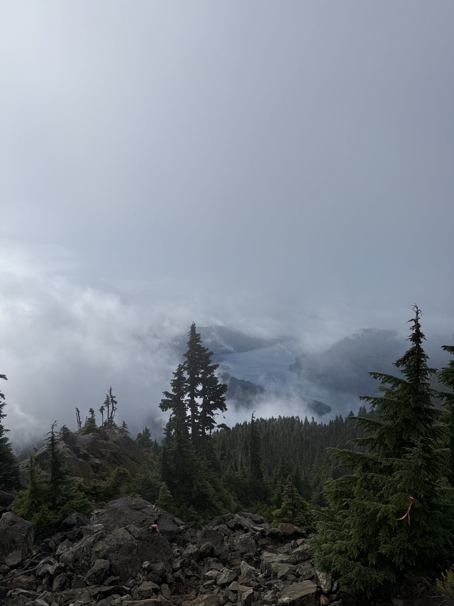 Glimpses of the Hood Canal through the clouds